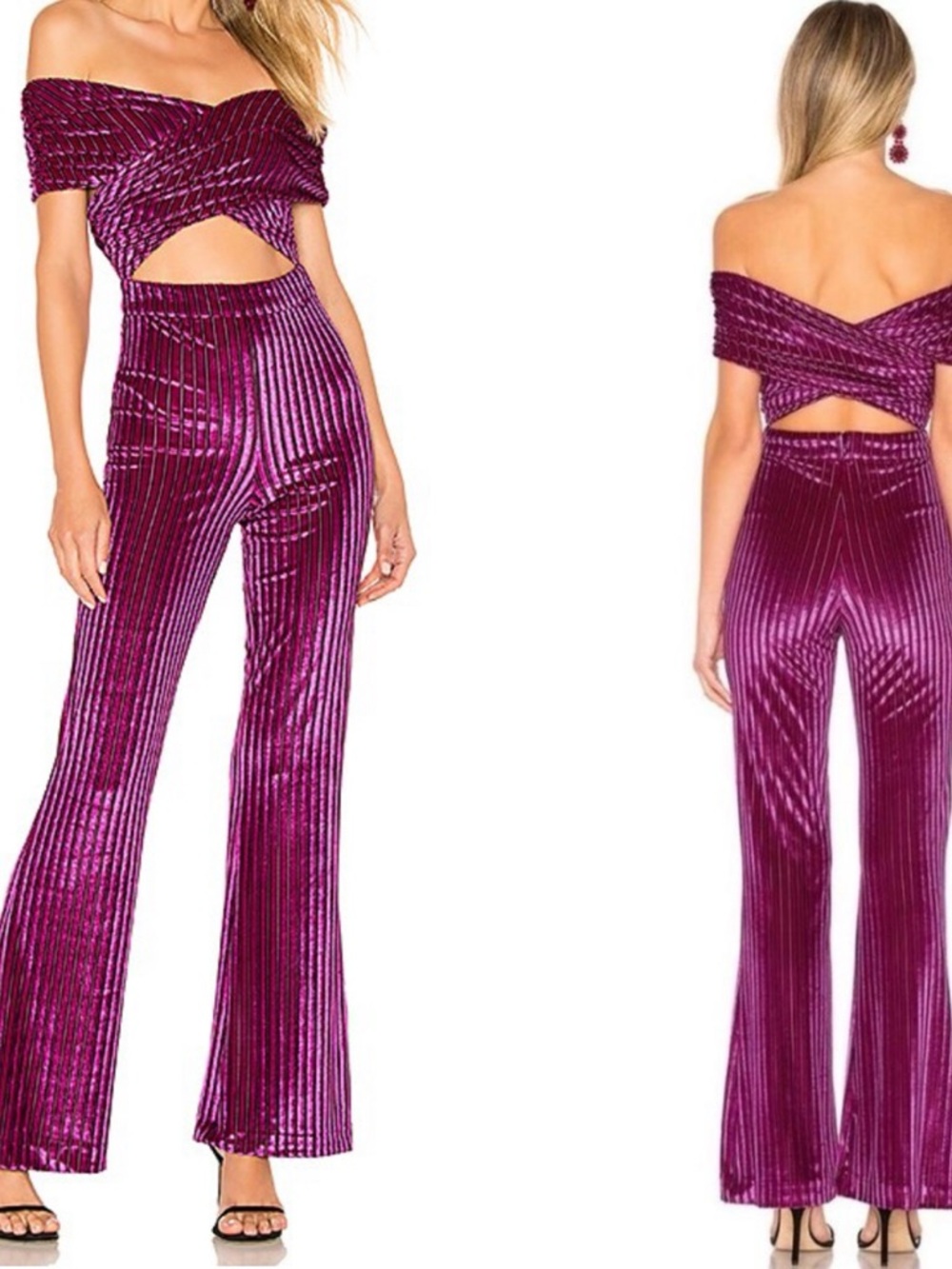 House of Harlow 1960 x Revolve Magenta Velvet Cutout Jumpsuit XXS